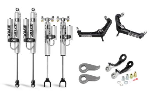 Cognito Motorsports - 110-P1380 | Cognito 3 Inch Premier Billet Upper Control Arm Leveling Kit with Fox 2.0 Performance Series Remote Reservior Shocks For Chevrolet Silverado / GMC Sierra 2500/3500 2WD/4WD