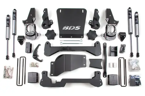 BDS Suspension - BDS1818FS | BDS Suspension 7 Inch Lift Kit For Chevrolet Silverado / GMC Sierra 2500HD / 3500HD 4WD | Rear 5 Inch Lift Block Kit | Narrow Track Knuckle | Fox 2.0 Performance Series Shocks