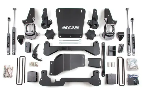 BDS Suspension - BDS1818H | BDS Suspension 7 Inch Lift Kit For Chevrolet Silverado / GMC Sierra 2500HD / 3500HD 4WD | Rear 5 Inch Lift Block Kit | Narrow Track Knuckle | NX2 Nitro Series Shocks