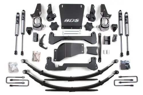BDS Suspension - BDS190FS | BDS Suspension 7 Inch Lift Kit For Chevrolet Silverado / GMC Sierra 2500HD / 3500HD 4WD | Rear Leaf Springs | Standard Track Knuckle | Fox 2.0 Performance Series Shocks