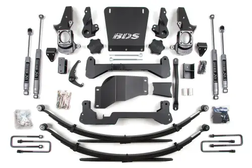 BDS Suspension - BDS190H | BDS Suspension 7 Inch Lift Kit For Chevrolet Silverado / GMC Sierra 2500HD / 3500HD 4WD | Rear Leaf Springs | Standard Track Knuckle | NX2 Nitro Series Shocks
