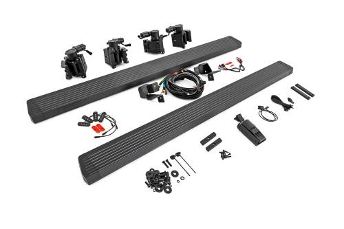 Rough Country - PSR610430A | Rough Country Power Running Boards Dual Electric Motor, 4 Door For Jeep Wrangler JL