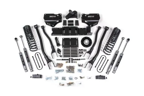 BDS Suspension - BDS2157H | BDS Suspension 4 Inch Extended Travel Lift Kit With 4-Link For Ram 3500 4WD Diesel | Coil Spring / Bump Stop Extension | Rear 2 Inch Lift Block Kit Without Overload | NX2 Nitro Series Shocks