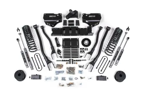 BDS Suspension - BDS2159H | BDS Suspension 4 Inch Extended Travel Lift Kit With 4-Link For Ram 3500 4WD Diesel | Coil Spring / Bump Stop Extension | Rear 3 Inch Lift Block Kit With OE Air Assist | NX2 Nitro Series Shocks