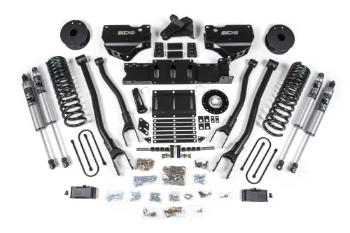 BDS Suspension - BDS2159PS | BDS Suspension 4 Inch Extended Travel Lift Kit With 4-Link For Ram 3500 4WD Diesel | Coil Spring / Bump Stop Extension | Rear 3 Inch Lift Block Kit With OE Air Assist | Fox 2.5 Performance Series HTO Shocks
