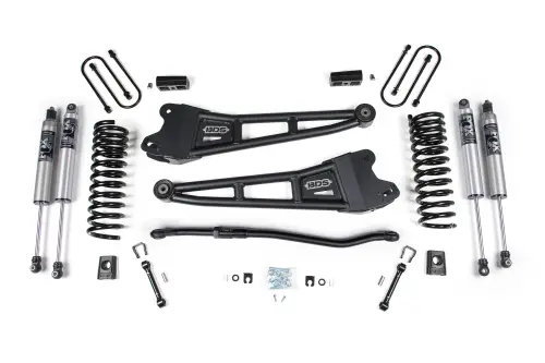 BDS Suspension - BDS2148PS | BDS Suspension 3 Inch Lift Kit With Radius Arm For Ram 3500 4WD Diesel | Coil Spring / Bump Stop Extension | Rear 2 Inch Lift Block Kit Without Overload | Fox 2.5 Performance Series HTO Shocks