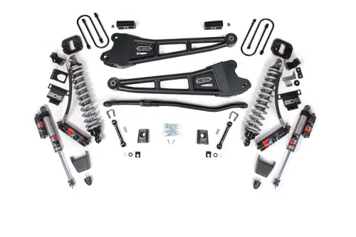 BDS Suspension - BDS2148PES | BDS Suspension 3 Inch Lift Kit With Radius Arm For Ram 3500 4WD Diesel | Coilover / Rubber Bump Stop | Rear 2 Inch Lift Block Kit Without Overload | Fox 2.5 Performance Elite Shocks