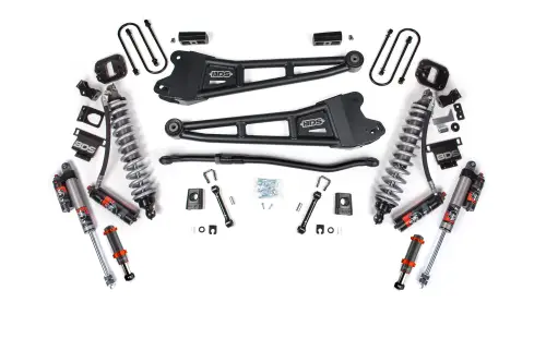 BDS Suspension - BDS2149PESB | BDS Suspension 3 Inch Lift Kit With Radius Arm For Ram 3500 4WD Diesel | Coilover / Fox 2.0 Hydro Bump Stop | Rear 2 Inch Lift Block Kit With Overload | Fox 2.5 Performance Elite Shocks