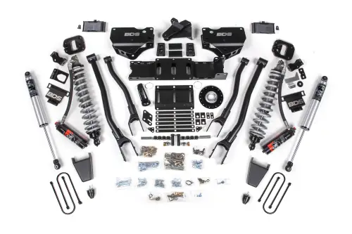 BDS Suspension - BDS2157PPS | BDS Suspension 4 Inch Extended Travel Lift Kit With 4-Link For Ram 3500 4WD Diesel | Coilover / Rubber Bump Stop | Rear 2 Inch Lift Block Kit Without Overload | Fox 2.5 Performance Series HTO Shocks