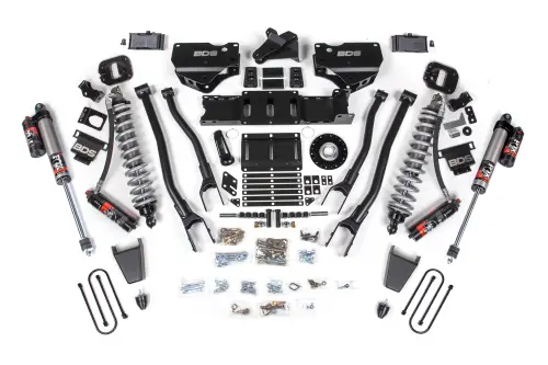BDS Suspension - BDS2158PES | BDS Suspension 4 Inch Extended Travel Lift Kit With 4-Link For Ram 3500 4WD Diesel | Coilover / Rubber Bump Stop | Rear 2 Inch Lift Block Kit With Overload | Fox 2.5 Performance Elite Shocks