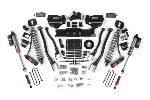 BDS Suspension - BDS2158PESB | BDS Suspension 4 Inch Extended Travel Lift Kit With 4-Link For Ram 3500 4WD Diesel | Coilover / Fox 2.0 Hydro Bump Stop | Rear 2 Inch Lift Block Kit With Overload | Fox 2.5 Performance Elite Shocks