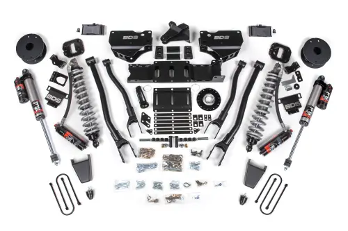BDS Suspension - BDS2159PES | BDS Suspension 4 Inch Extended Travel Lift Kit With 4-Link For Ram 3500 4WD Diesel | Coilover / Rubber Bump Stop | Rear 3 Inch Lift Block Kit With OE Air Assist | Fox 2.5 Performance Elite Shocks