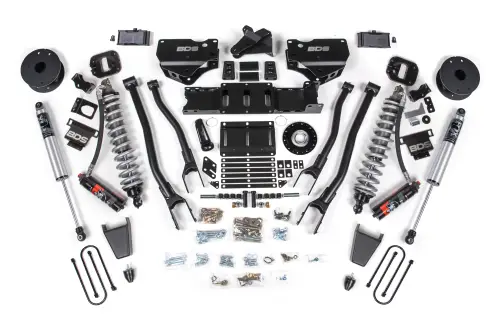 BDS Suspension - BDS2159PPS | BDS Suspension 4 Inch Extended Travel Lift Kit With 4-Link For Ram 3500 4WD Diesel | Coilover / Rubber Bump Stop | Rear 3 Inch Lift Block Kit With OE Air Assist | Fox 2.5 Performance Series HTO Shocks