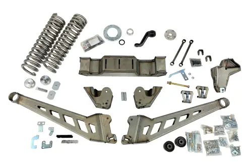 McGaughys Suspension Parts - 54432 | McGaughys 10 Inch Lift Kit With Radius Arm, 6 Inch Rear Block, 8 - 1/4 Inch Stackable Shims For Ram 3500 4WD | Raw Finish, Diesel Only