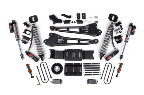 BDS Suspension - BDS2167PESB | BDS Suspension 4 Inch Extended Travel Lift Kit With Radius Arm For Ram 3500 4WD Diesel | Coilover / Fox 2.0 Hydro Bump Stop | Rear 2 Inch Lift Block Kit Without Overload | Fox 2.5 Performance Elite Shocks