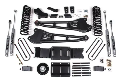 BDS Suspension - BDS2168H | BDS Suspension 4 Inch Extended Travel Lift Kit With Radius Arm For Ram 3500 4WD Diesel | Coil Spring / Bump Stop Extension | Rear 2 Inch Lift Block Kit With Overload | NX2 Nitro Series Shocks