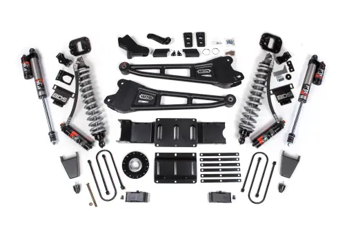 BDS Suspension - BDS2168PES | BDS Suspension 4 Inch Extended Travel Lift Kit With Radius Arm For Ram 3500 4WD Diesel | Coilover / Rubber Bump Stop | Rear 2 Inch Lift Block Kit With Overload | Fox 2.5 Performance Elite Shocks