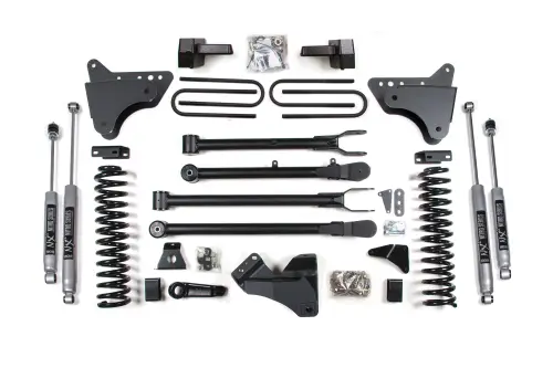 BDS Suspension - BDS345H | BDS Suspension 4 Inch Lift Kit With 4-Link For Ford F-250 / F-350 Super Duty 4WD Diesel | Rear Lift Block Kit Without Factory Overload | NX2 Nitro Series Shocks