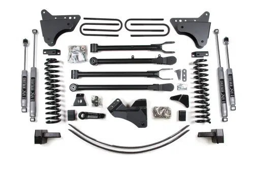 BDS Suspension - BDS355H | BDS Suspension 6 Inch Lift Kit With 4-Link For Ford F-250 / F-350 Super Duty 4WD Diesel | Rear Lift 3 Inch Block Kit & Add-A-Leaf Without Overload | NX2 Nitro Series Shocks