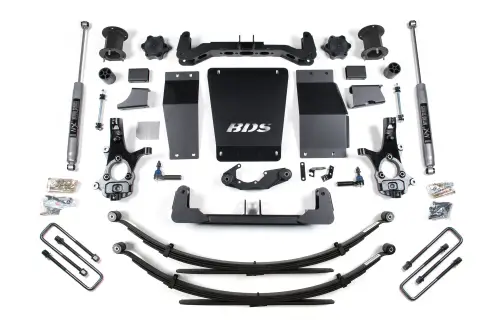 BDS Suspension - BDS707H | BDS Suspension 6.5 Inch Lift Kit For Chevrolet Silverado / GMC Sierra 1500 4WD | Rear Leaf Springs | Cast Steel Factory Control Arm | NX2 Nitro Series Shocks