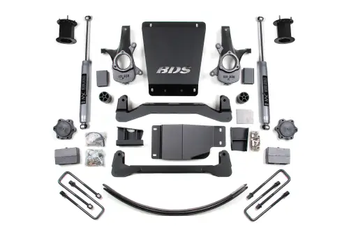 BDS Suspension - BDS795H | BDS Suspension 6 Inch Lift Kit For Chevrolet Silverado / GMC Sierra 1500 4WD | Rear Lift Block Kit & Add-A-Leaf | NX2 Nitro Series Shocks