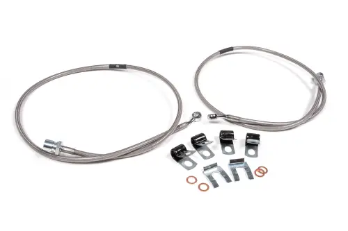 BDS Suspension - BDS102003 | BDS Suspension Front Brake Line Set For Ram 2500 / 3500 4WD | Stainless Steel | Fits 4-8 Inch Lift