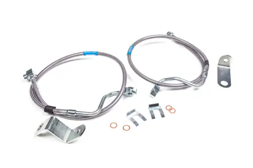 BDS Suspension - BDS103001 | BDS Suspension Front Brake Line Set For Ford F-250 / F-350 Super Duty 4WD | Stainless Steel | Fits 6-8 Inch Lift