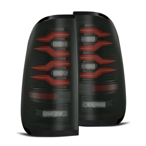 AlphaREX - 658003 | AlphaRex LUXX-Series LED Tail Lights Black-Red for Ford Super Duty (1999-2016) / F150 (1997-2013)
