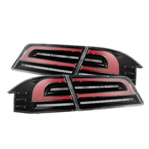 AlphaREX - 601130 | AlphaRex LUXX-Series LED Tail Lights Black-Red (With Black Trunk Center Piece Replacement) for Tesla Model S (2012-2021)