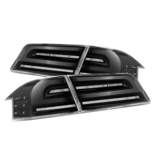AlphaREX - 601110 | AlphaRex LUXX-Series LED Tail Lights Alpha-Black (With Black Trunk Center Piece Replacement) for Tesla Model S (2012-2021)