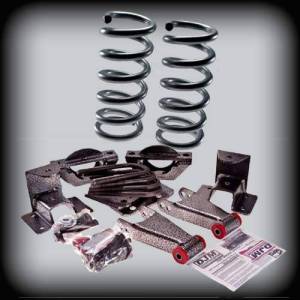 DJM2099-24 | DJM Suspension 2 Inch Front / 4 Inch Lowering Kit for 2003-2006 Silverado, Sierra 1500 2WD | Crew Cab with Welded Eye Hanger ONLY (Shocks Included)