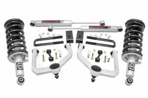 83432 | Rough Country 3 Inch Lift Kit For Nissan Titan 2WD/4WD | Aluminum Finish Arm, Lifted N3 Struts (2004-2015 Models) 4WD Models Only, Premium N3 Shocks