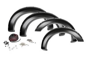 F-F21112A | Rough Country Pocket Fender Flares For Ford F-250 / F-350 Super Duty (2017-2022) | Flat Black