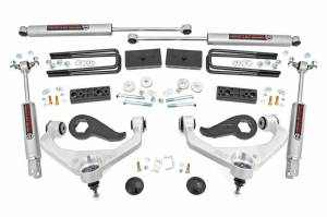 95830 | Rough Country 3 Inch Lift Kit For Chevrolet Silverado / GMC Sierra 2500 HD & 3500 HD 2WD/4WD | Aluminum Finish Arms, No Factory Rear Overload Springs, Premium N3 Shocks