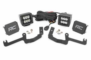 70842 | Rough Country LED Ditch Light Kit For Chevrolet Silverado 1500 | Black Series With Flood Beam