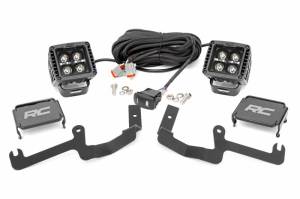 70844 | Rough Country LED Ditch Light Kit For Chevrolet Silverado 1500 | Black Series With Amber DRL