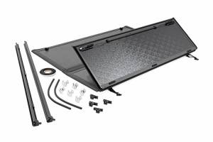 47120650A | Rough Country Hard Tri-Fold Low Profile Bed Cover (2019-2025 Silverado, Sierra 1500 2WD/4WD 6'7" Bed | Standard Bed)