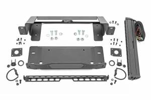 51067 | Rough Country High Winch Mount For Factory Modular Bumper Ford Bronco 4WD | 2021-2023 | Winch Mount Only, Black Series Light Bar