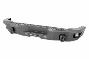 51093 | Rough Country Rear Steel Bumper For Ford Bronco 4WD | 2021-2023 | With 6" Slim Line, Black Series Flood Cubes