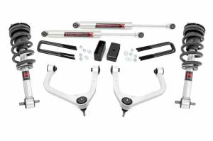 29540 | Rough Country 3.5 Inch Lift Kit With Aluminum Control Arms M1 Struts / M1 Rear Shocks (2019-2024 Silverado 1500 2WD/4WD | Multi Leaf Springs)
