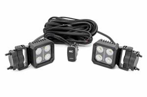 70802 | Rough Country 2 Inch Off-Road Use Square Flood White / Amber LED Light With Swivel Mount | Pair, Universal