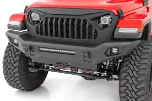 Rough Country - 10635 | Rough Country Front Bumper & Skid Plate With Flush Mount LED Pods & LED Light Bar For Jeep Gladiator JT / Wrangler 4xe, JK & JL Unlimited - Image 2