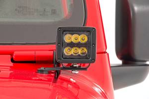 Rough Country - 70052 | Rough Country LED Light Cube Light Kit, Lower Windshield For Jeep Gladiator JT / Wrangler JL | Black Series - Image 2