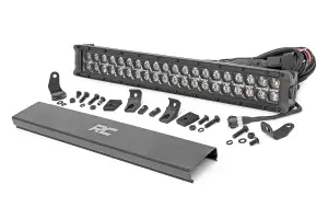 70920BD | Rough Country 20 Inch Black Series CREE LED Light Bar | Universal | Dual Row, Cool White DRL