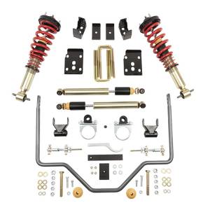 1000HKP | Belltech 1 to 3 Inch Front / 5.5 Inch Rear Complete Lowering Kit with Damping/Height Adjustable Coilovers & Rear Sway Bar (2015-2020 F150 2WD/4WD)