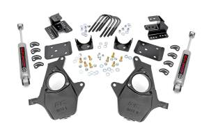 71630 | Rough Country 2 Inch Lowering Kit For Chevrolet Silverado / GMC Sierra 1500 | 4 Inch Rear Lowering, Aluminum/Stamped Knuckle | Premium N3 Shocks