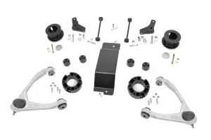 19331 | Rough Country 3.5 Inch Suspension Lift Kit Forged UCAs For Chevrolet Suburban, Tahoe, Avalanche / GMC Yukon, Yukon XL (2007-2020) | Aluminum Finish, Strut Spacers With Shock Relocation Brackets