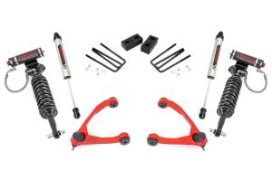 198.23RED | Rough Country 3.5 Inch Lift Kit Chevrolet Silverado / GMC Sierra 1500 (2007-2016) | Red Finish Arm, Lifted Struts (2014-2016), Rear Premium N3 Shocks