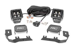 71055 | Rough-Country LED Ditch Light Kit | 2in Black Series W/ Amber DRL (2014-2018 Silverado, Sierra 1500)