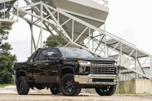 Rough Country - 95870RED | Rough Country 3 Inch Lift Kit For Chevrolet Silverado / GMC Sierra 2500 HD & 3500 HD 2WD/4WD | Red Finish Arms, No Factory Rear Overloads, V2 Monotube Shocks - Image 4